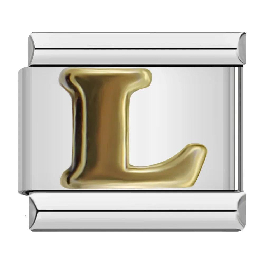 Letter L in Gold, on Silver | Charms Official