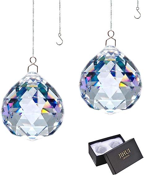 Suncatcher Crystals Ball Prism Window Rainbow Maker with Chain for Easy Hanging 40mm 2 Pack | Amazon (US)