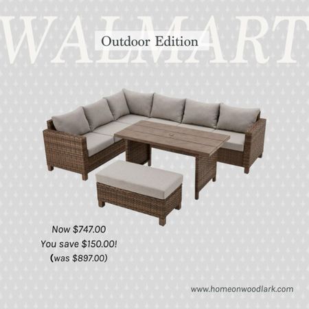 This price can’t be beat for this outdoor sectional at Walmart!   You save $150!  

Outdoor sectional.  Walmart outdoor furniture.  Wicker sectional.  Walmart home finds.  

#LTKSaleAlert #LTKHome #LTKxWalmart