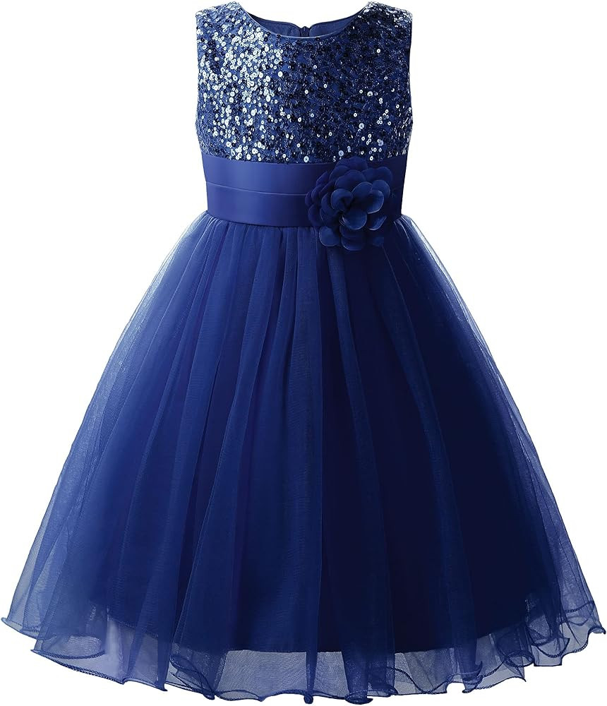 Uhnice Sequin Sleeveless Tulle Mesh Flower Girl Party Dress | Amazon (US)
