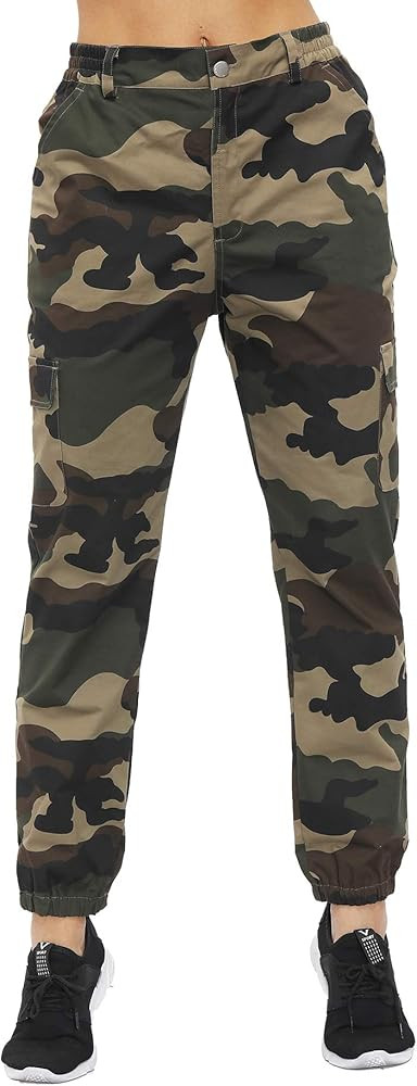 ZODLLS Women's Camo Pants Cargo Trousers Cool Camouflage Pants Elastic Waist Casual Multi Jogger ... | Amazon (US)