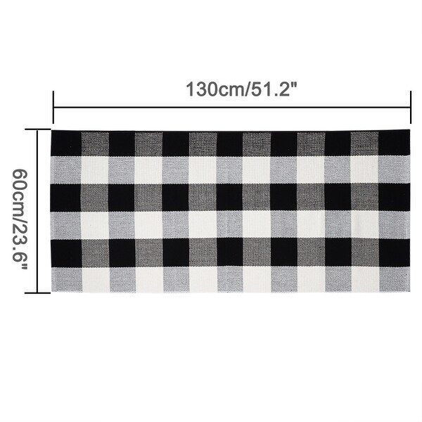 Cotton Checkered Plaid Floor Area Rug Runner Carpet Mat Indoor Outdoor | Bed Bath & Beyond