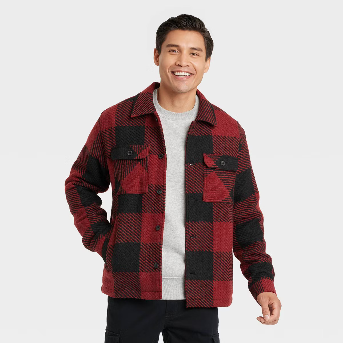 Men's Plaid Woven Shirt Jacket - Goodfellow & Co™ Red S | Target