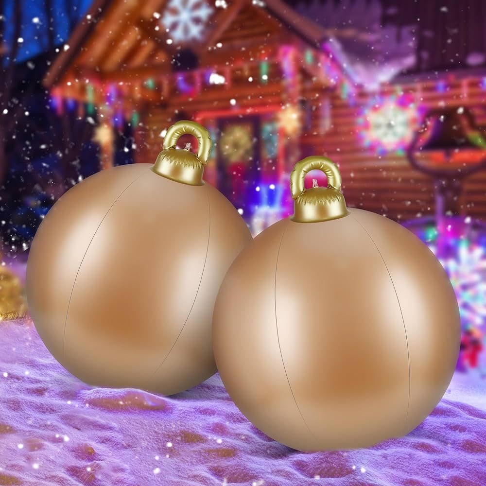 2 Pieces 23.6 Inch Christmas Ball Outdoor Decorations Extra Large PVC Balls for Yard Pool Lawn Po... | Amazon (US)