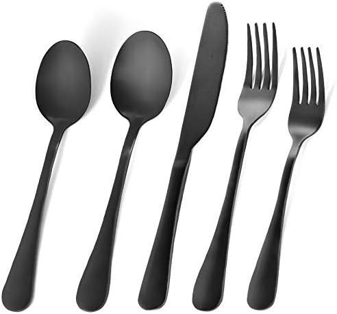 RENOOK Matte Black Silverware Set, Utensil Sets for Kitchens, Satin Finish 25-Piece Stainless Ste... | Amazon (US)