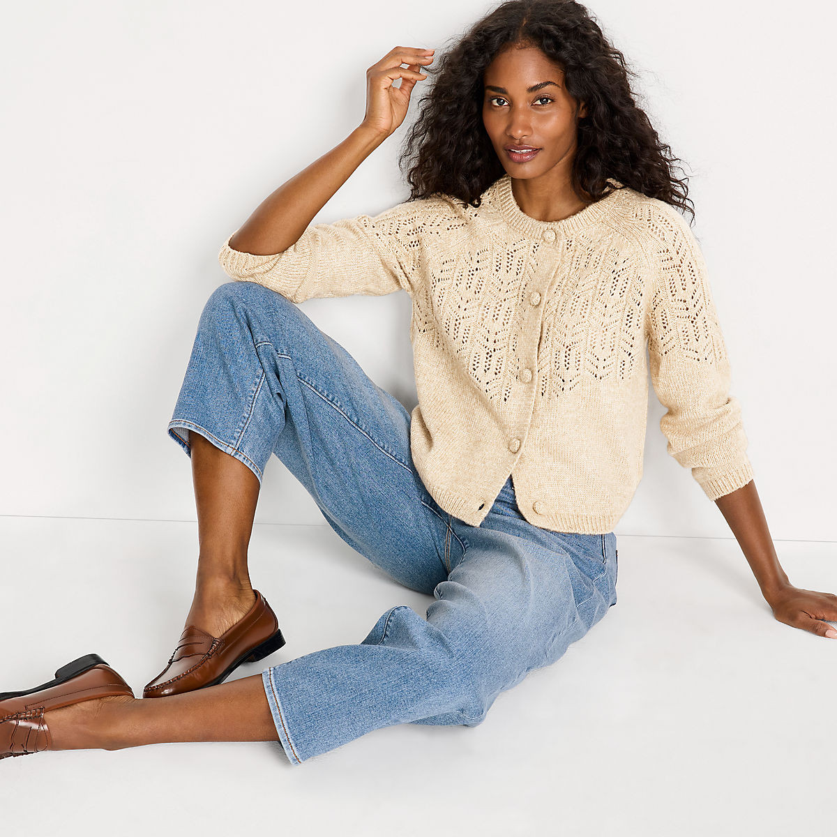 Women's Blend Long Sleeve Cardigan Sweater | Lands' End (US)