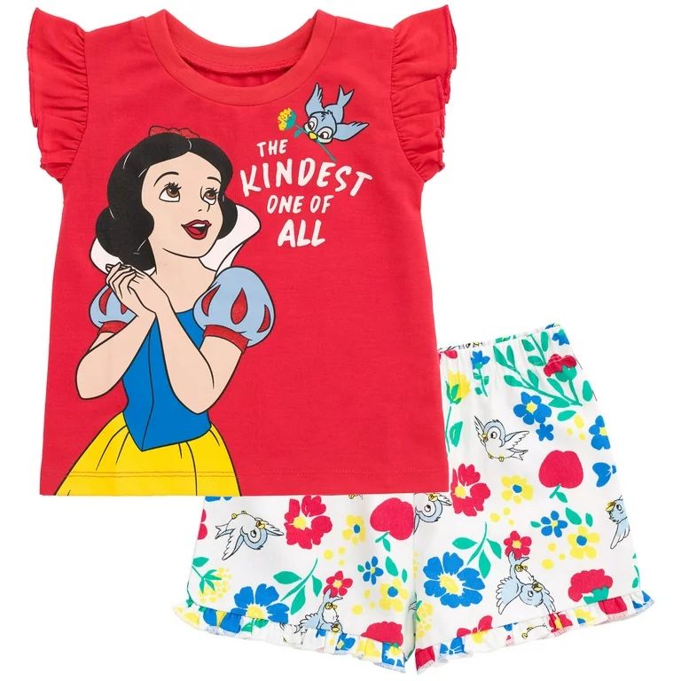 Disney Princess Snow White Toddler Girls T-Shirt and Active Retro Dolphin Shorts Outfit Set Toddl... | Walmart (US)