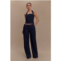 Dayna Denim Halter Top - Indigo Blue I MESHKI I Size XS | MESHKI US