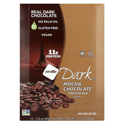 NuGo Nutrition, NuGo Dark® Protein Bars, Mocha Chocolate, 12 Bars, 1.76 oz (50 g) Each | iHerb