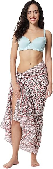 parihan Cotton Block Print Long Beach Sarong Pareo Swimsuit Cover Ups Women Wrap | Amazon (CA)
