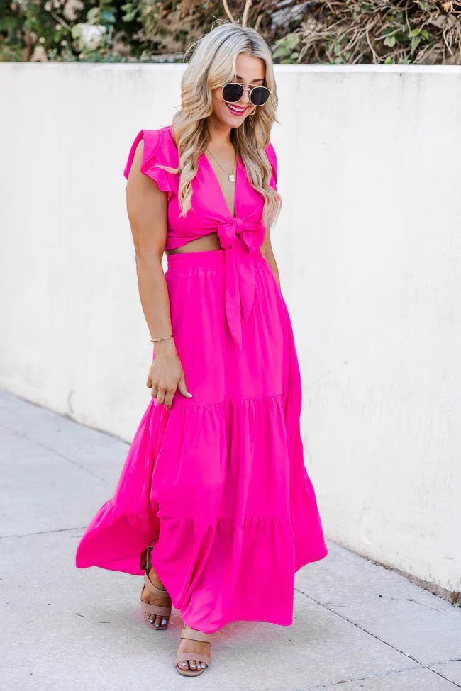 Think Pink Tiered Maxi Skirt | Pink Lily