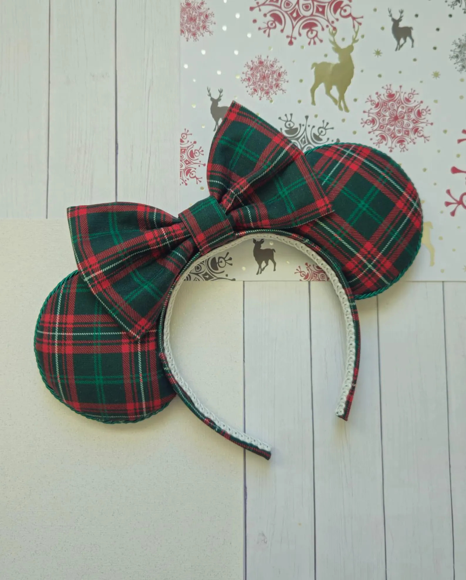 Handmade Christmas Mouse Ears: Holiday Plaid Headband | Etsy (US)