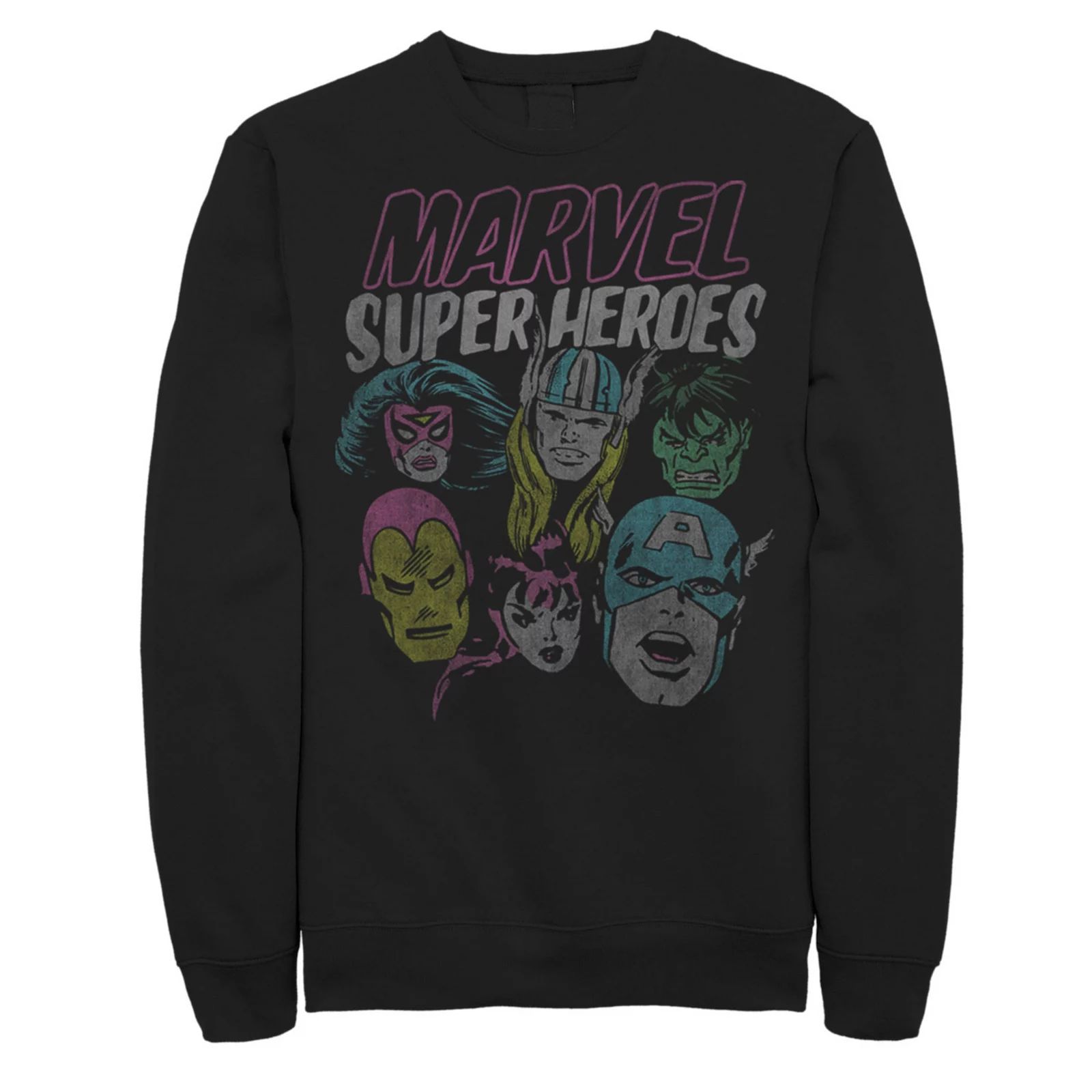 Men's Marvel Superheroes Group Shot Comic Themed Poster Sweatshirt, Size: Large, Black | Kohl's