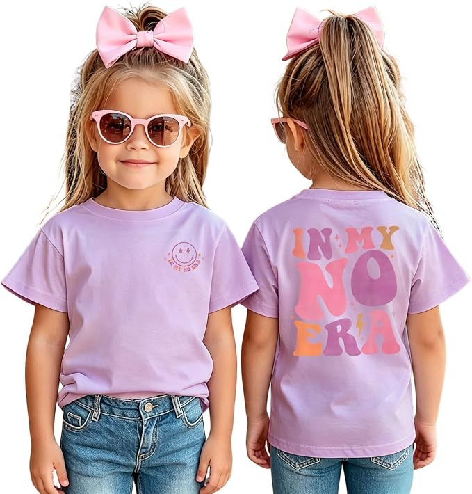 Ritatte Toddler Girls in My No Era Shirt Cute Smile Face Graphic Tee Retro Groovy Bubble Letter T... | Amazon (US)