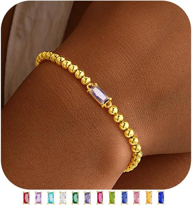 Yoosteel Easter Gifts for Kids Teens Girls Easter Basket Stuffers - Dainty Birthstone Bracelet St... | Amazon (US)