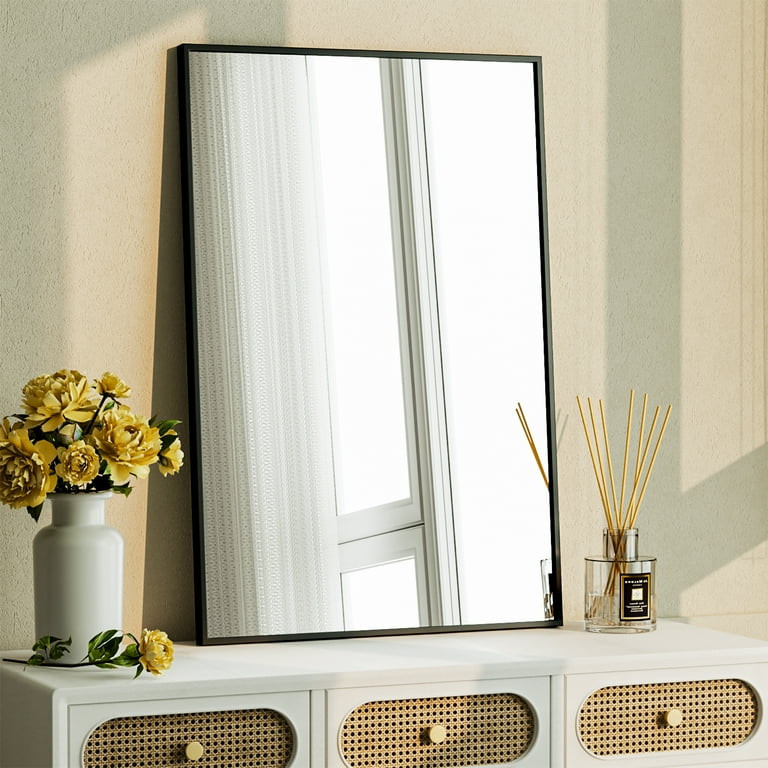 Beautypeak 38"x26" Bathroom Wall Mirror with Rectangular Metal Frame, Black | Walmart (US)