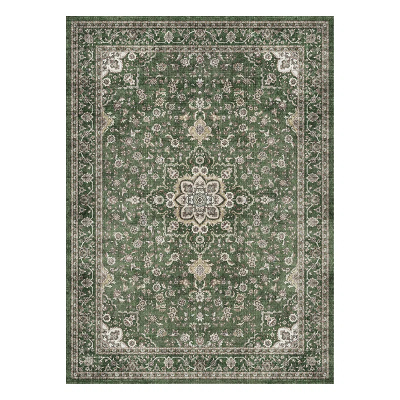 Floral Green Non-Slip Washable Area Rug | Wayfair North America