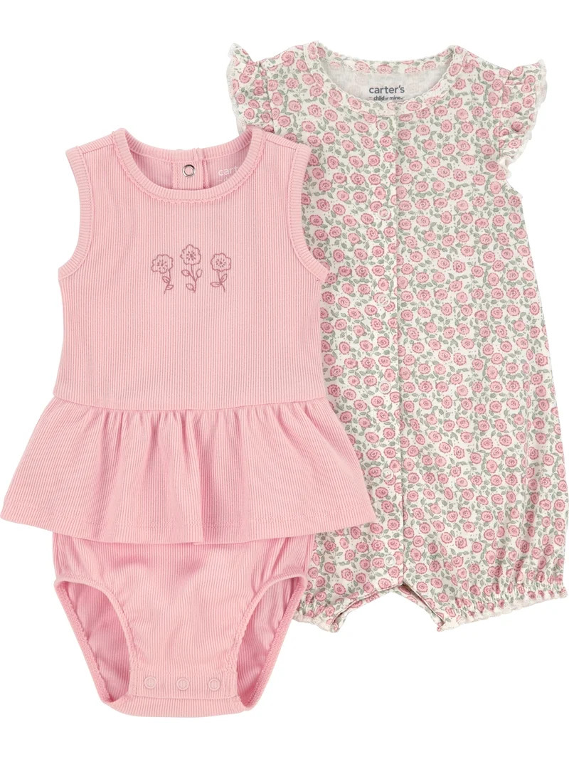Carter's Child of Mine Baby Girl Romper and Dress Set, 2-Piece, Sizes 0/3-24 Months | Walmart (US)