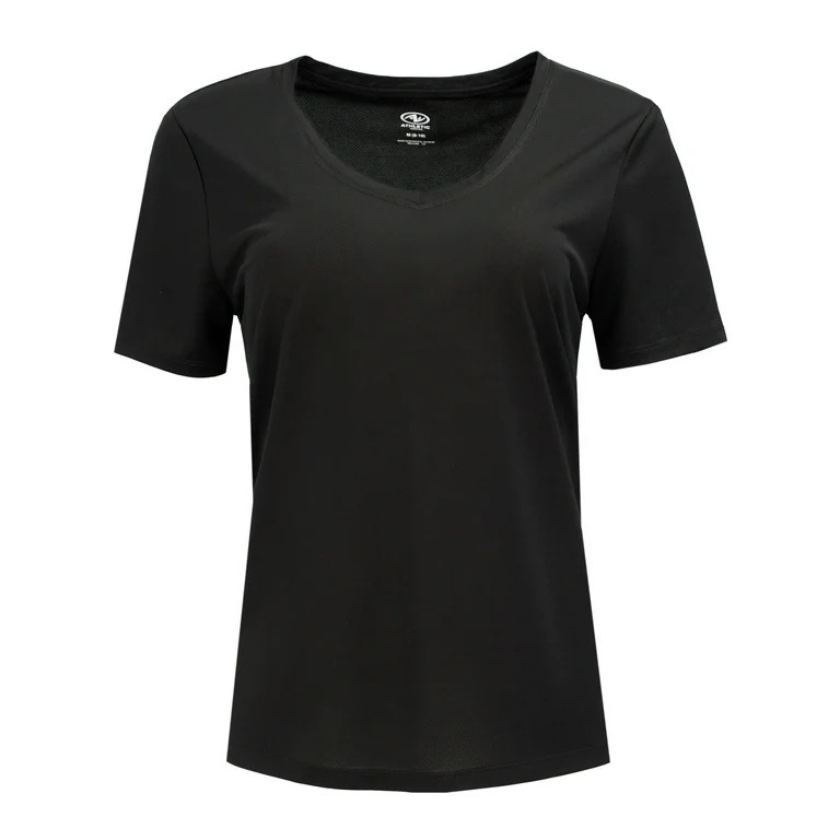 Athletic Works Women's Core Active Texture Knit Short Sleeve V-Neck T-Shirt, Sizes XS-XXXL | Walmart (US)