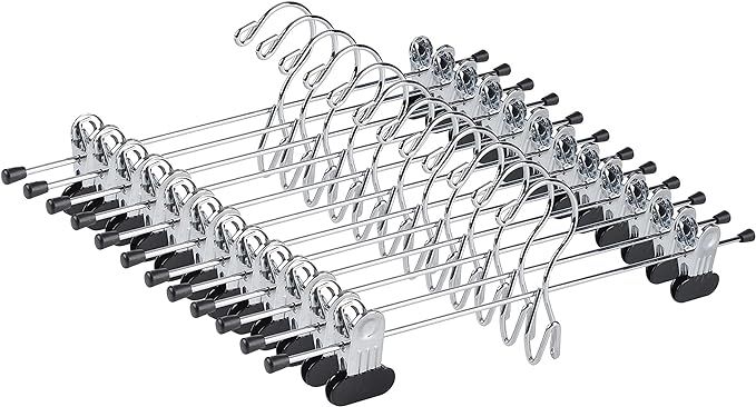 Amber Home 12 Pack Heavy Duty Add on Metal Pants Skirt Hangers, Stackable Add-on Metal Clothes Ha... | Amazon (US)