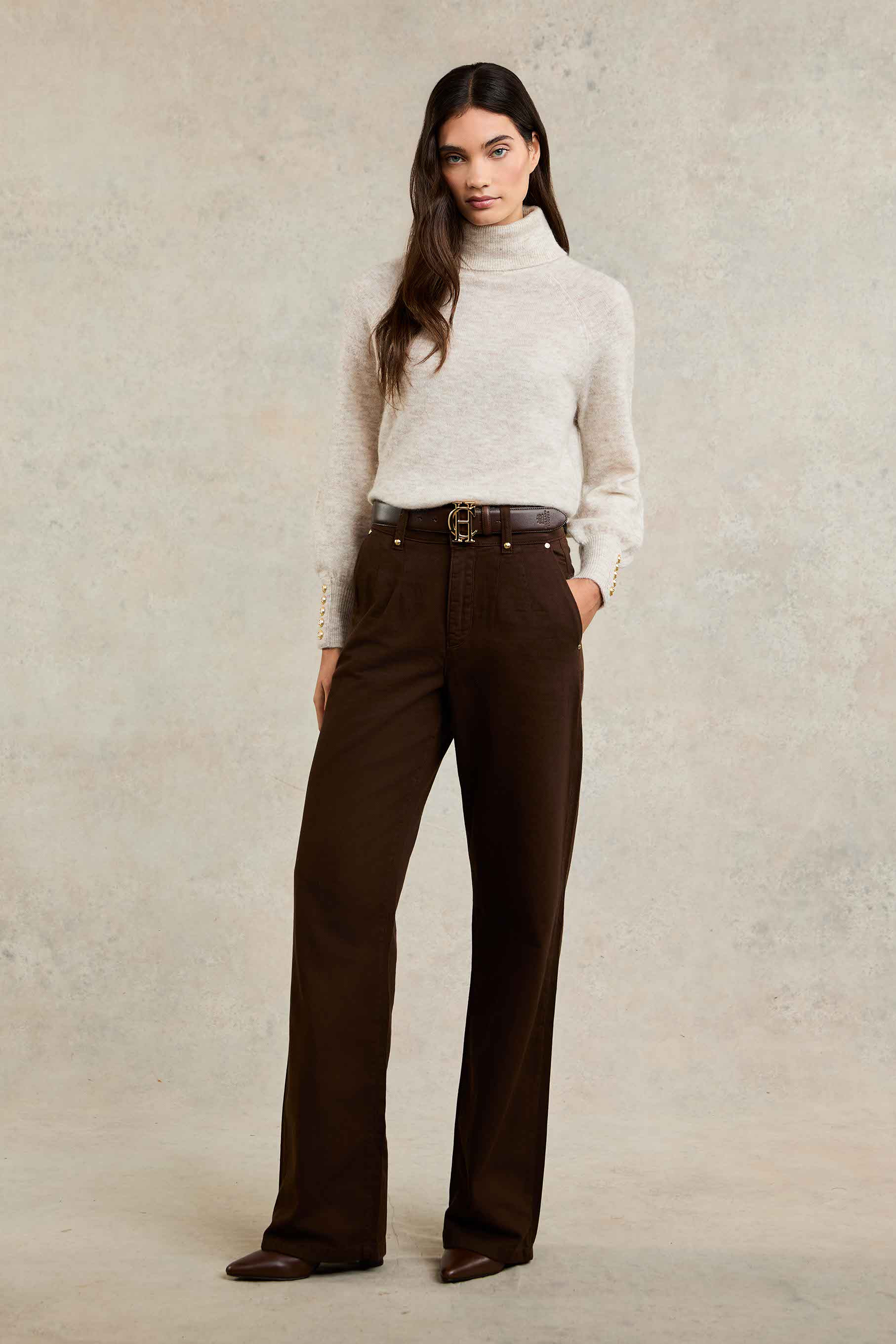 Tailored Wide Leg Jean (Chocolate) | Holland Cooper