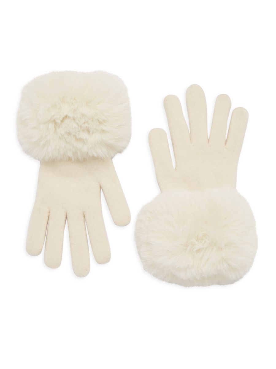 Faux Fur Trimmed Knit Gloves | Saks Fifth Avenue