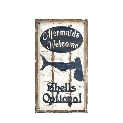 Beachcombers 23.8 Mdf/Metal Mermaids Welcome Wall Plq | Target