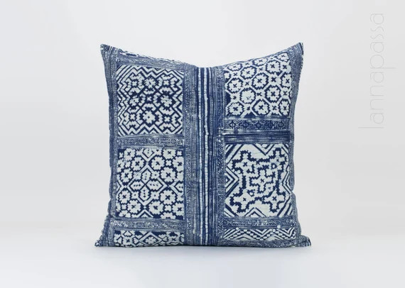 Vintage Hmong Indigo Pillow - Batik Throw Pillow Cover / Cushion Cover : 20x20 | Hmong Pillow, Hill  | Etsy (US)
