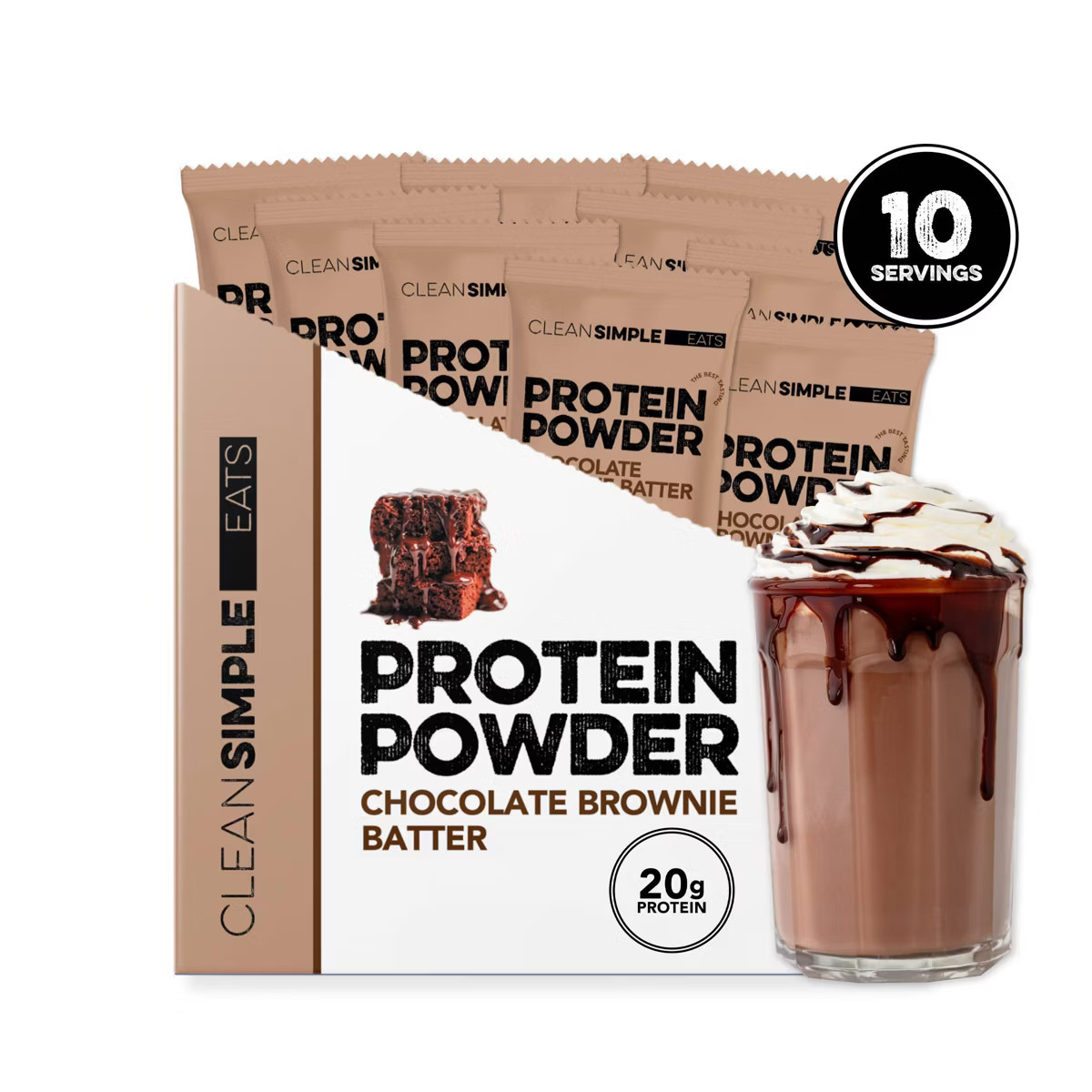 Clean Simple Eats Protein Powder Sticks - Chocolate Brownie Batter - 12oz/10ct | Target