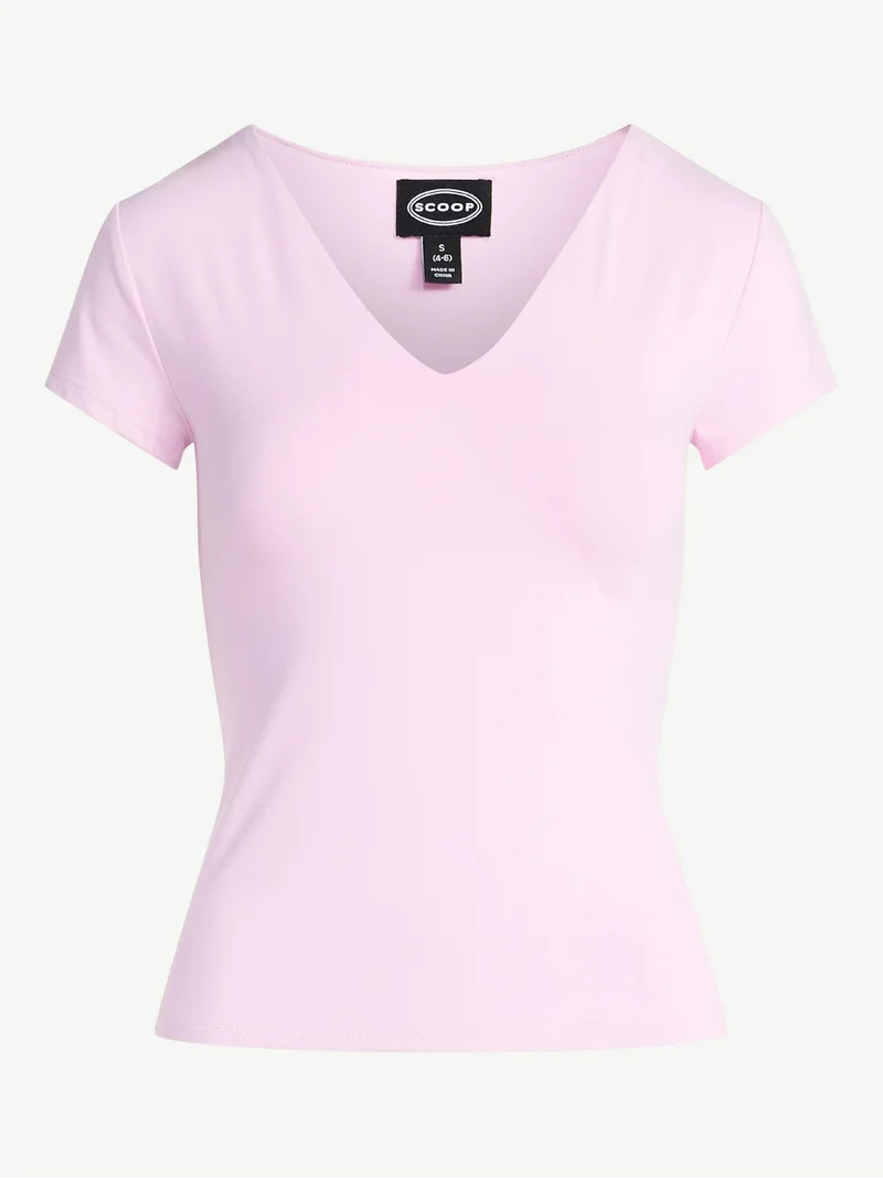 Scoop Women's and Women's Plus Ultimate Refined Contour V Neck Tee, Sizes XS-4X | Walmart (US)