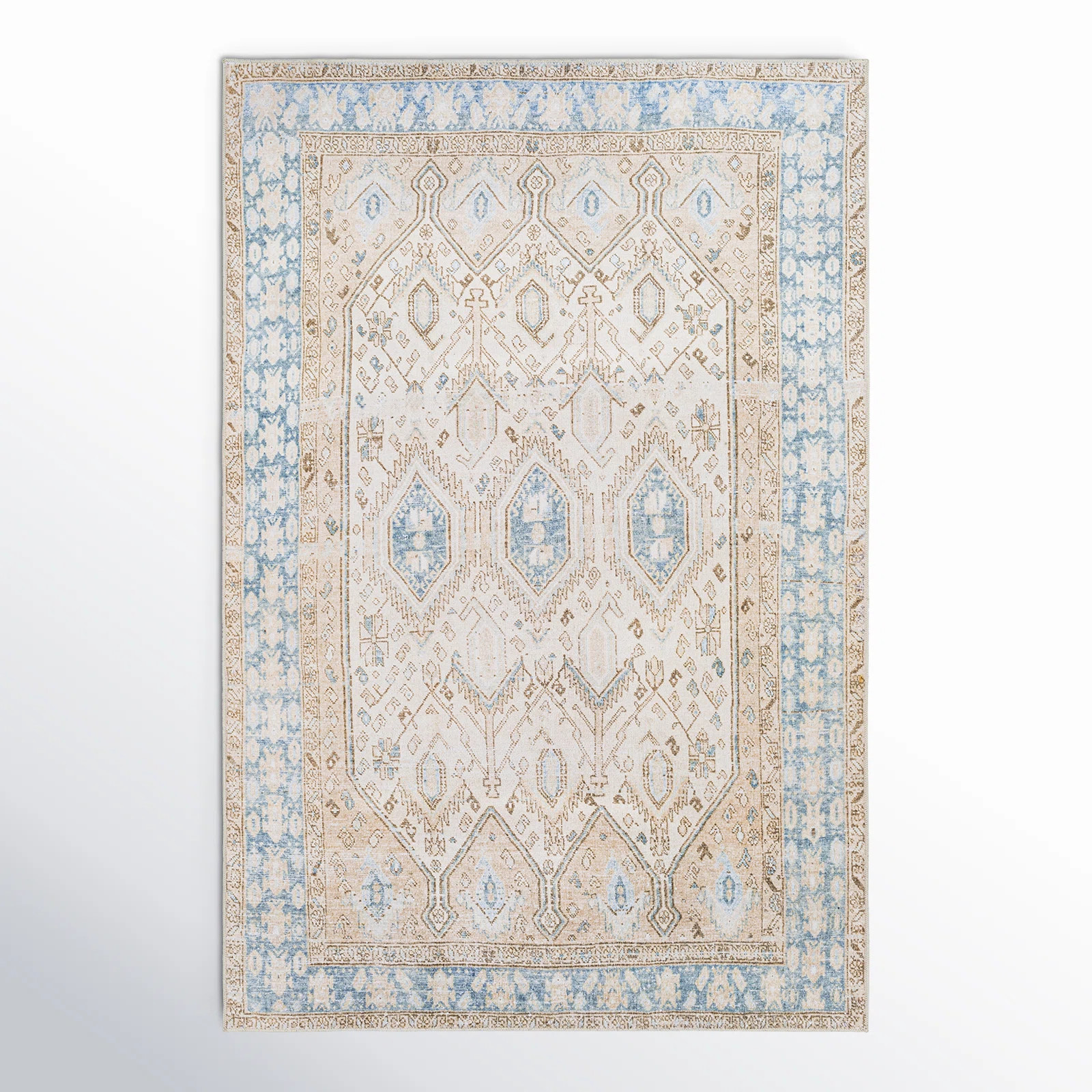 Joss & Main Jivika Oriental Blue/Wheat/Cream Area Rug & Reviews | Wayfair | Wayfair North America