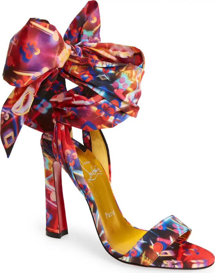 Disco Print Ankle Tie Sandal | Nordstrom