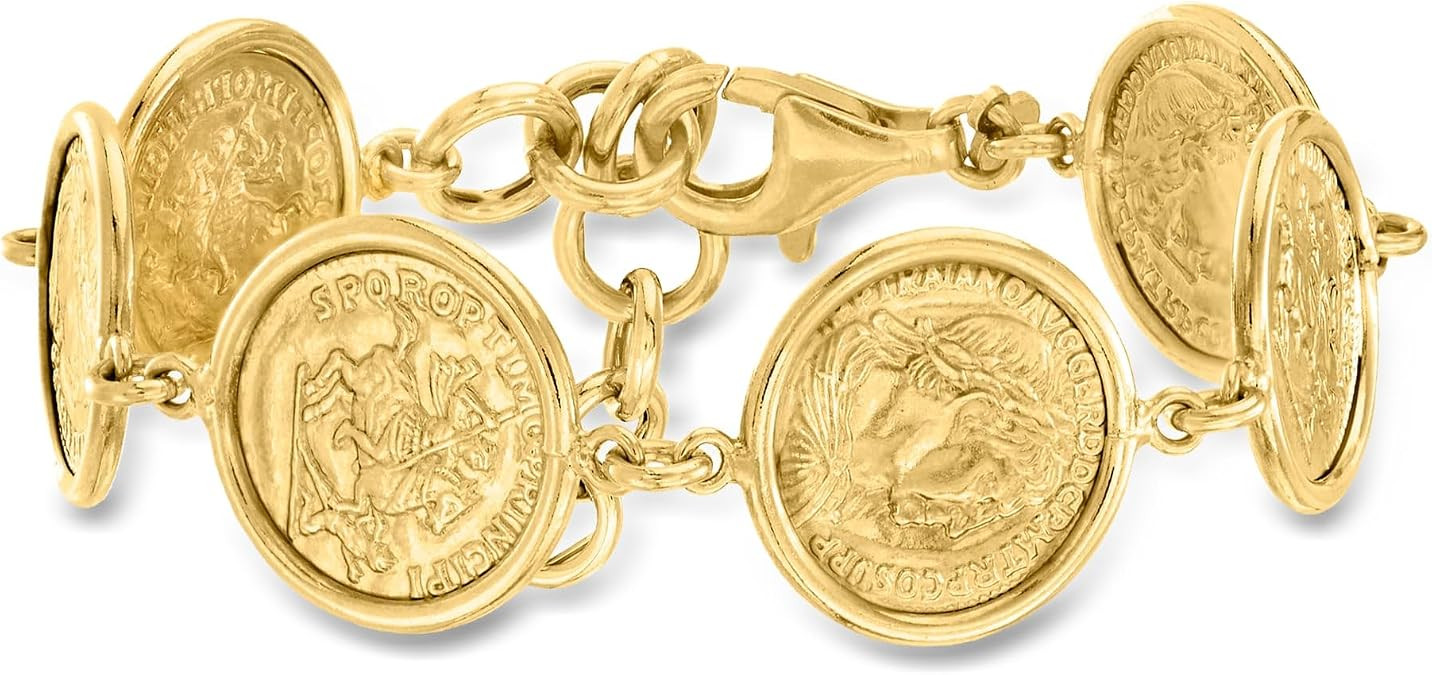 Ross-Simons Italian 18kt Gold Over Sterling Replica Coin Bracelet. 7 inches | Amazon (US)