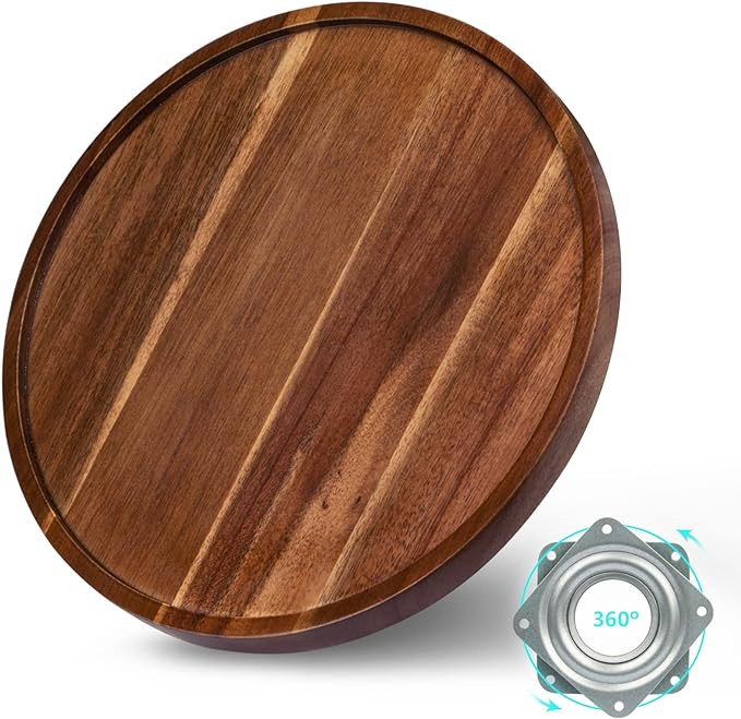 Lazy Susan Organizer for Table, 10 Inch Wooden Lazy Susan Turntable for Cabinet, Acacia Wood Turn... | Amazon (US)
