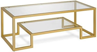 Henn&Hart Modern Geometric-Inspired Glass Coffee Table, One Size, Gold | Amazon (US)
