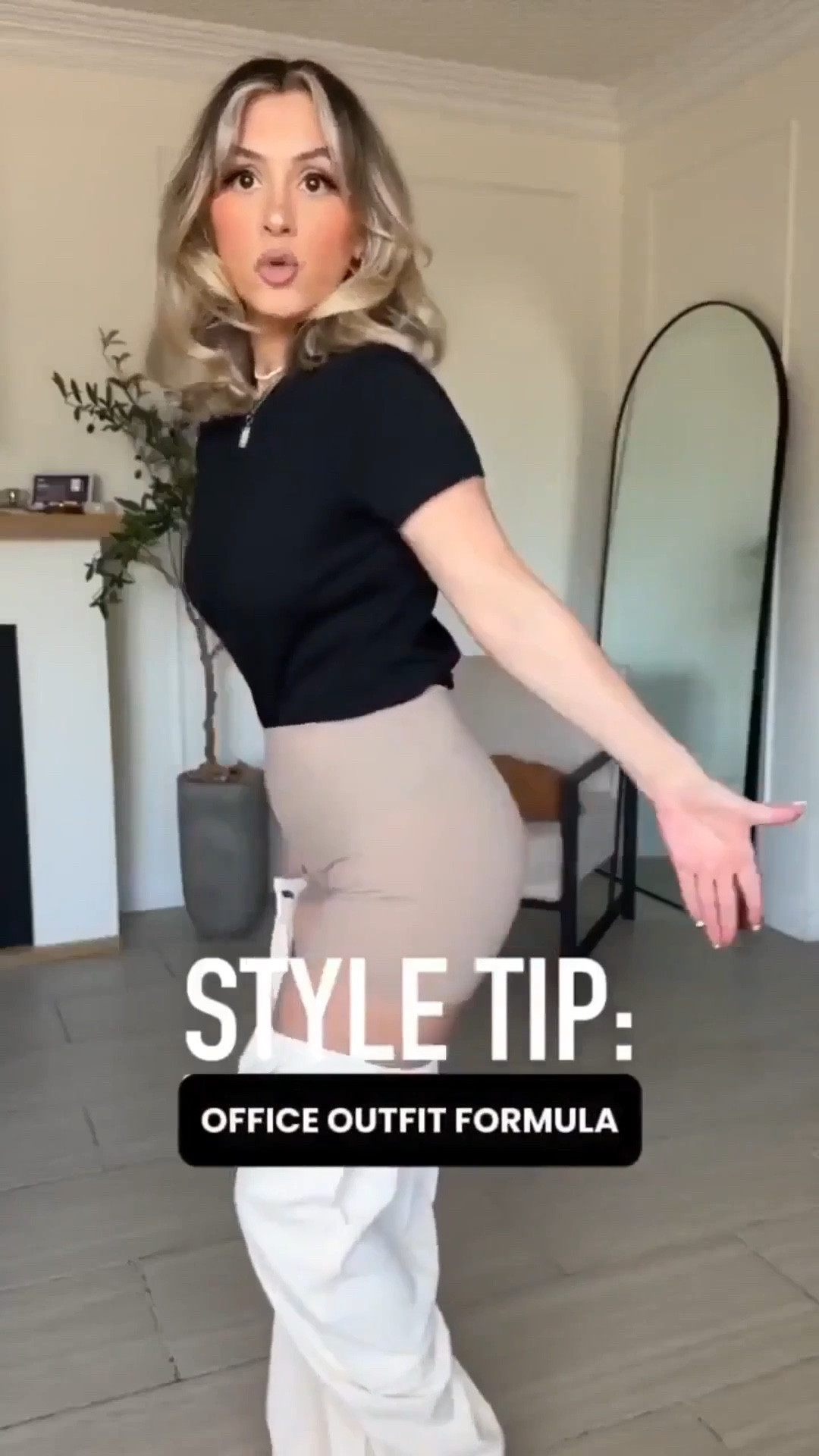 Office outfit formula for my corporate girlies 😍

✔️ the trousers are from the same brand, same size just different color. The first ones are in BEIGE the second ones are in LIGHT GREY. | I'm wearing them in SMALL LONG THIN (I'm 5'2) and I can wear them comfortably with a 3 inch heel or sneakers. 

✔️ I promise you that these crewneck T-shirts are not like the rest. These are good quality very nice T-shirts that look very professional. They're not vintagey they're not very thin. They are a nice crisp quality.. 

#LTKootd #LTKgrwm #LTKPetite