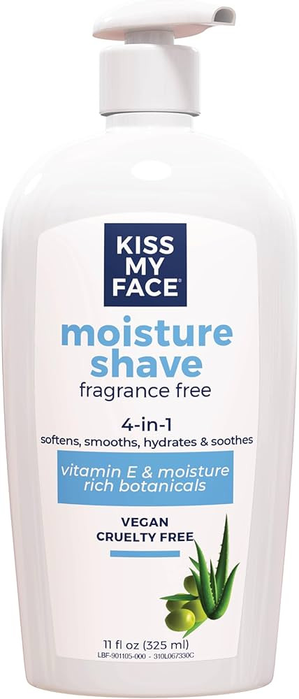 Kiss My Face Fragrance Free Moisture Shave, 4 In 1 Shaving Cream, Cruelty Free And Vegan, With Ad... | Amazon (US)