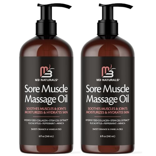 Arnica Sore Muscle Massage Oil for Massage Therapy - with Collagen Stem Cells Arnica and Menthol - Multipurpose Instant Absorption Full Body Massage Oil by M3 Naturals (Pack of 2) | Amazon (US)