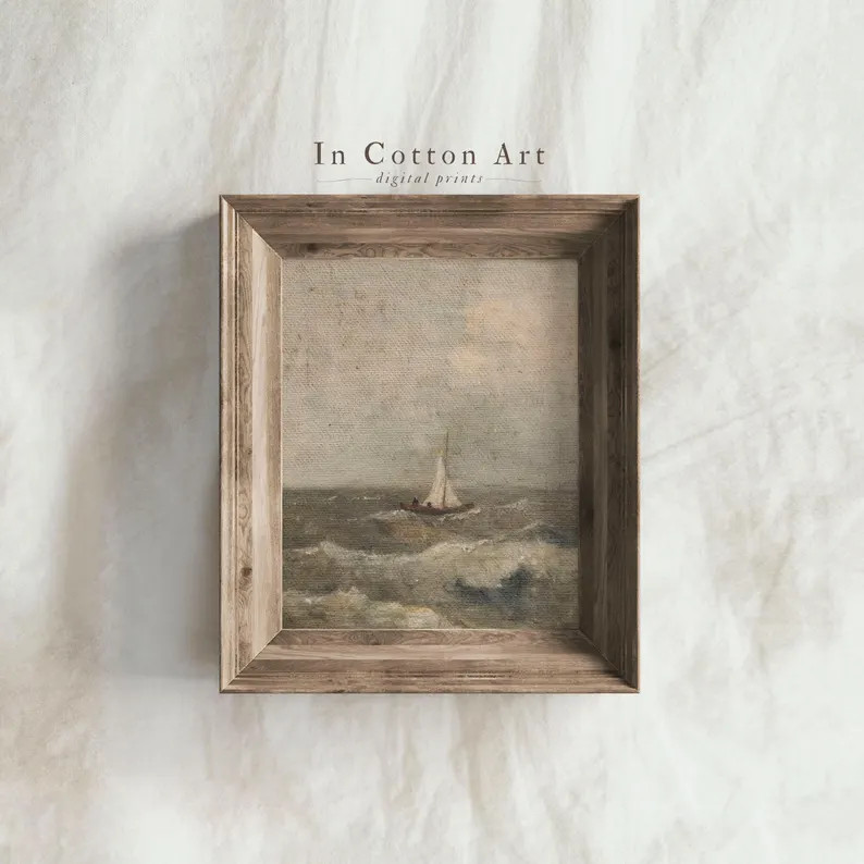 Nautical Ocean Painting Download | Vintage Seascape PRINTABLE Art | Coastal Wall Decor DIGITAL | ... | Etsy (US)