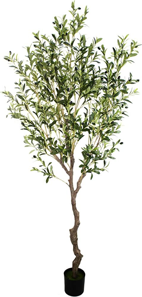 GUYUSO 7ft Tall (210cm high,1872lvs) Artificial Olive Tree in Pot Fake Olive Tree for Indoor Deco... | Amazon (US)