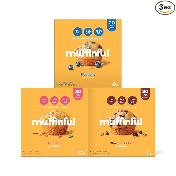 Muffinful Mini Muffins Variety Pack – Bakery Fresh Bite-Sized Treats – 60 Muffins Total (15 P... | Amazon (US)