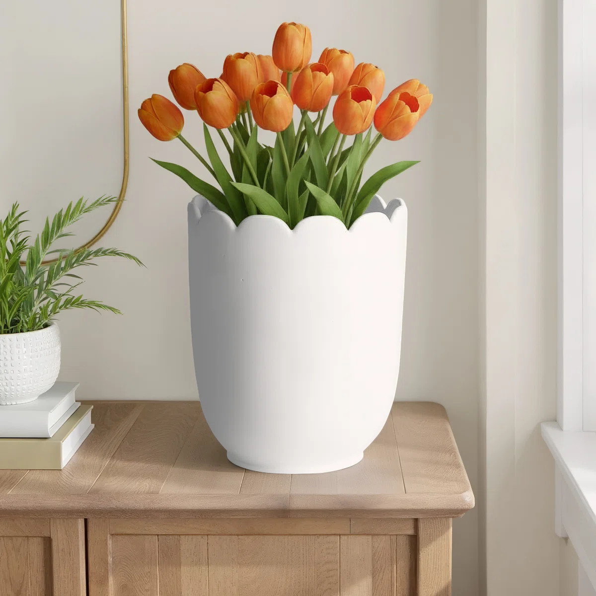 Mirabelle White Classic Italian Scalloped Edge Cachepot | Wayfair North America