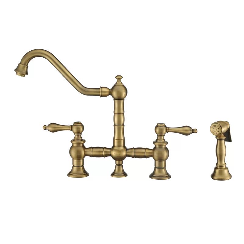 WHKBTLV3-9201-NT-AB Vintage III Plus Bridge Faucet with Side Spray | Wayfair North America