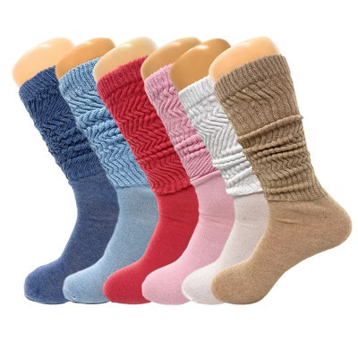 AWS/American Made 6 Pairs Colorful Slouchy Scrunch Knee Socks for Women Slouch Socks Shoe Size 5 to 10 - Style 1 | Target