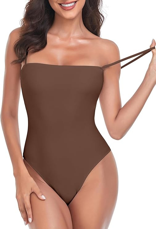 RELLECIGA Women's One Piece Swimsuits Bandeau Tummy Control Bathing Suit | Amazon (US)