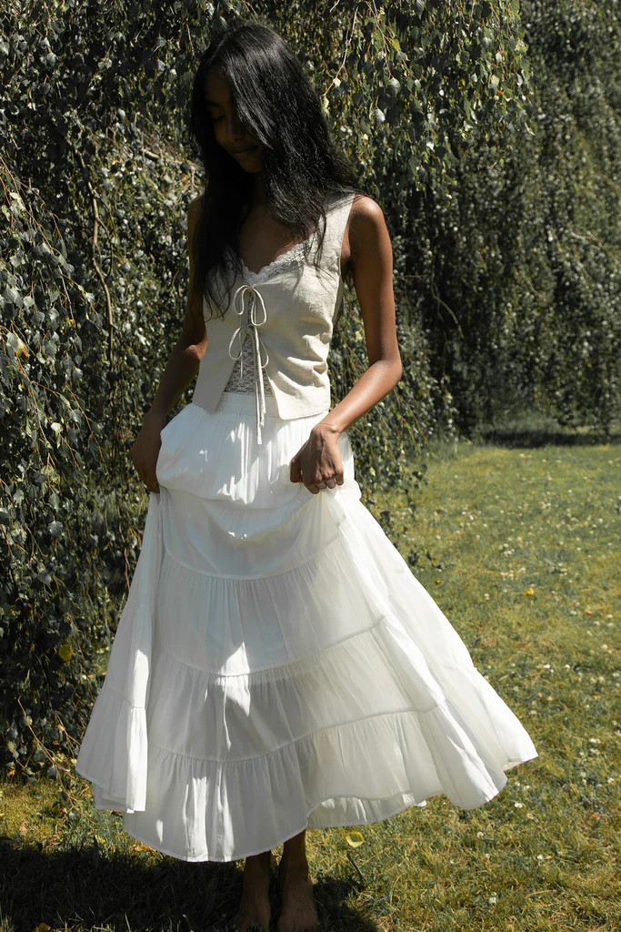 TIERED SKIRT WITH ELASTIC WAISTBAND | OAK + FORT