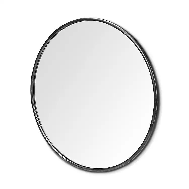 Black Round Thin Metal Frame Wall Mirror | Kirkland's Home