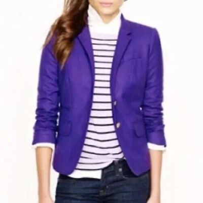 J. Crew Schoolboy Purple Wool Blazer Jacket Women's Size 0P 0 Petite | eBay US