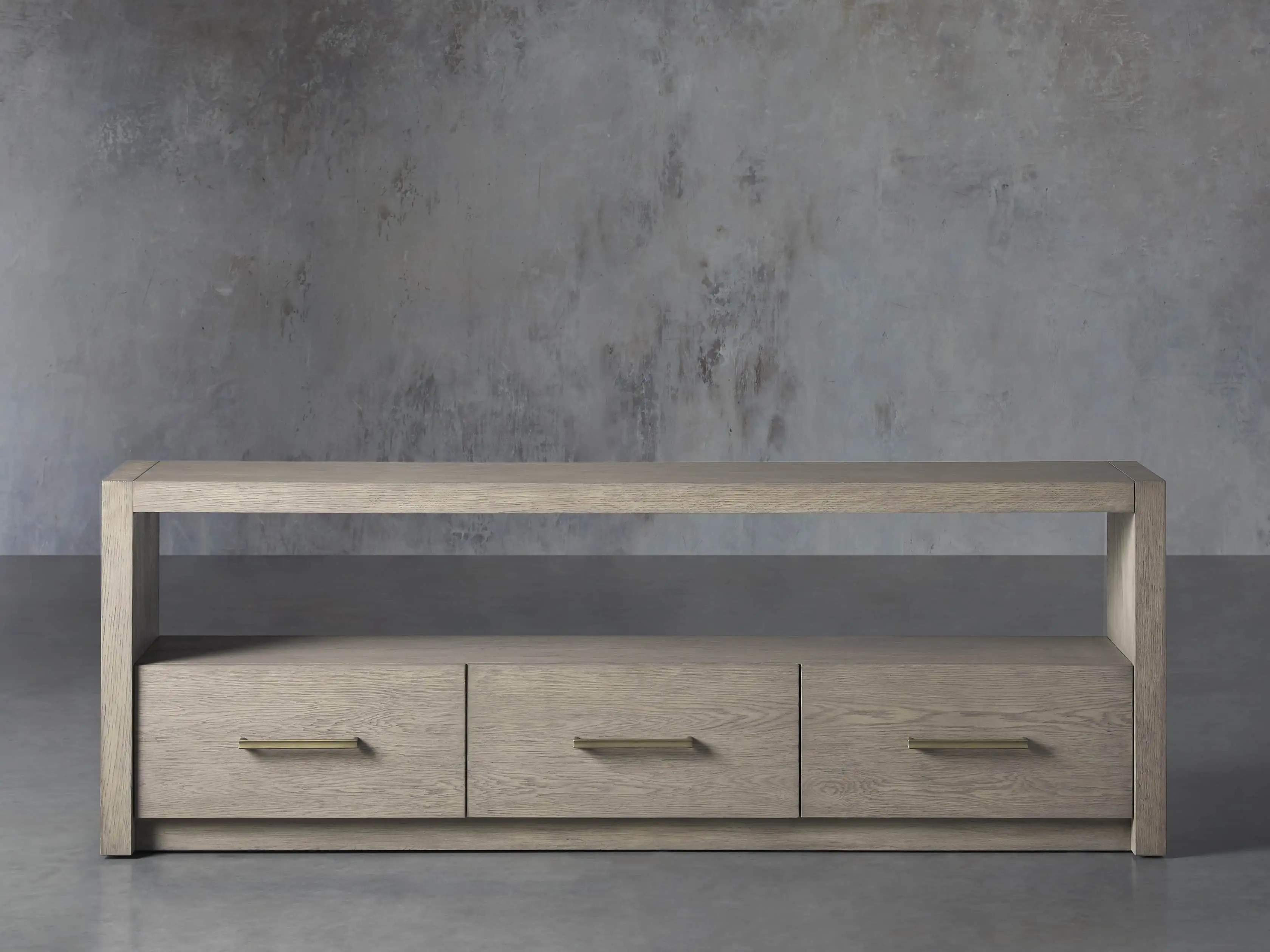 Bodhi Open Media Console in Salvaged Grey | Arhaus
