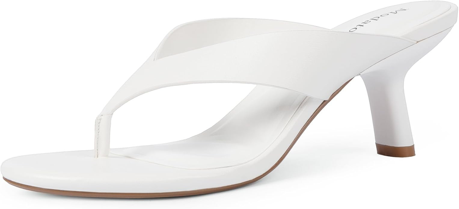 Modatope Kitten Heels for Women Flip Flops Heels Rounded Open Toe Thong Heeled Sandals | Amazon (US)